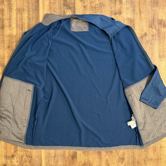 5.11 Tactical Men’s Stratos 1/4 Zip Waffle Midlayer Fleece Long Sleeve Blue Sz M - Picture 10 of 11